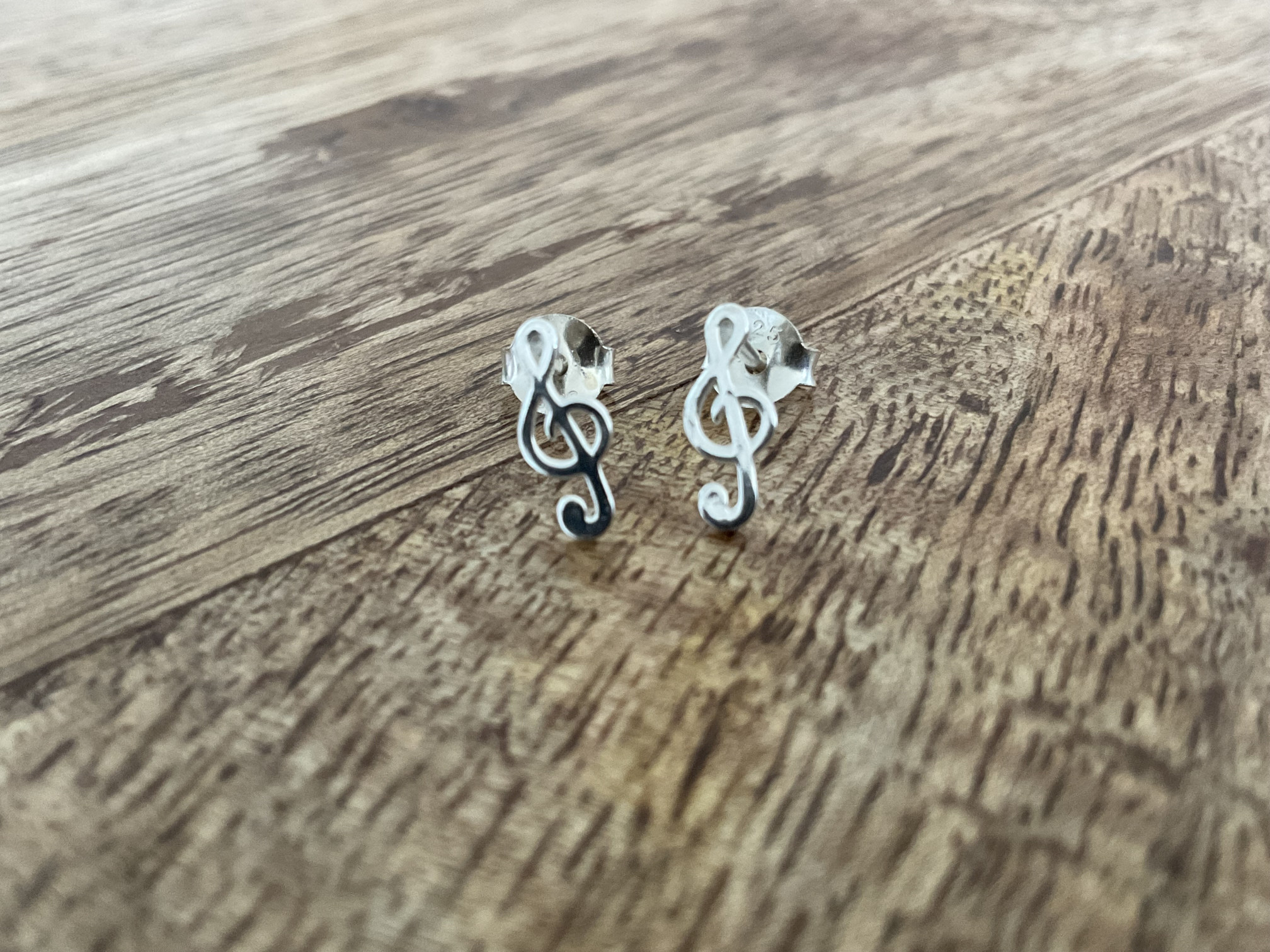 Treble Clef Stud Earrings - Click Image to Close